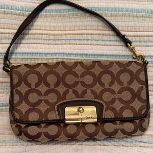 Coach Brown and Tan Signature Clutch